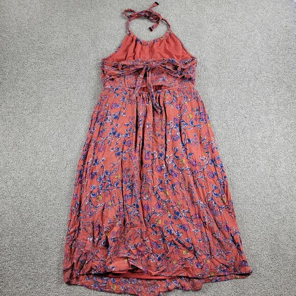 Jessica Simpson Maternity Halter Dress Womens S Pink Blue Floral Gauze A-Line - Picture 3 of 12